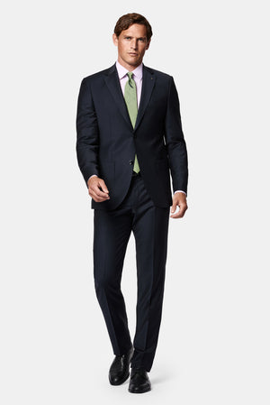 Koyu Lacivert 7 Drop Slim Fit Dar Kesim Flex Suit Çantal? Yünlü Tak?m Elbise