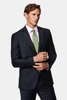 Koyu Lacivert 7 Drop Slim Fit Dar Kesim Flex Suit Çantalı Yünlü Takım Elbise