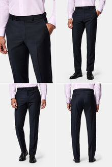 Koyu Lacivert 7 Drop Slim Fit Dar Kesim Flex Suit Çantalı Yünlü Takım Elbise