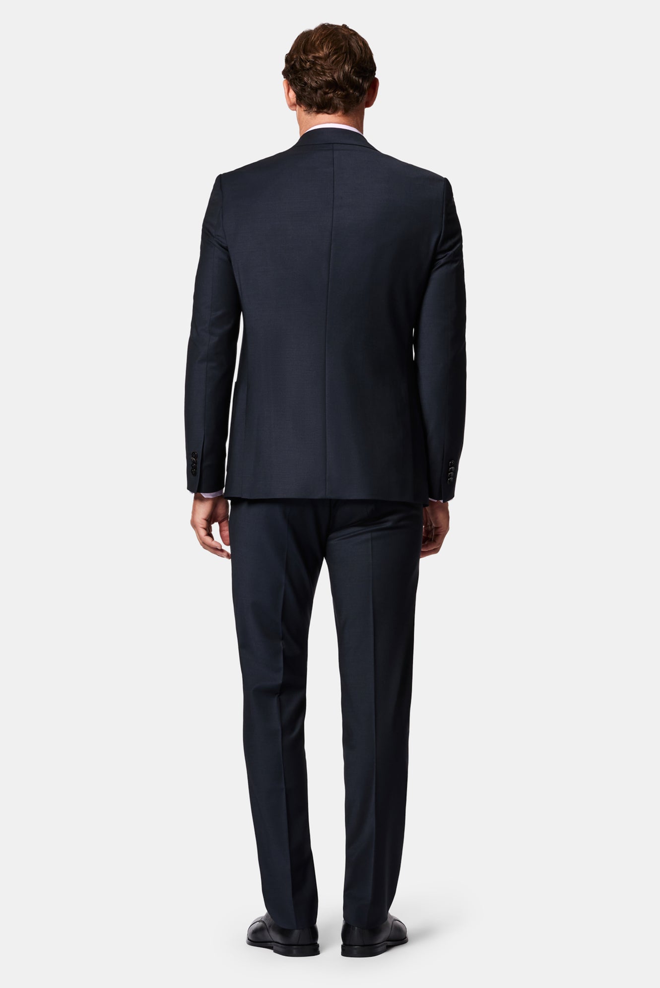 Koyu Lacivert 7 Drop Slim Fit Dar Kesim Flex Suit Çantalı Yünlü Takım Elbise