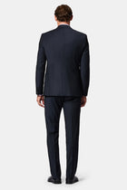 Koyu Lacivert 7 Drop Slim Fit Dar Kesim Flex Suit Çantalı Yünlü Takım Elbise