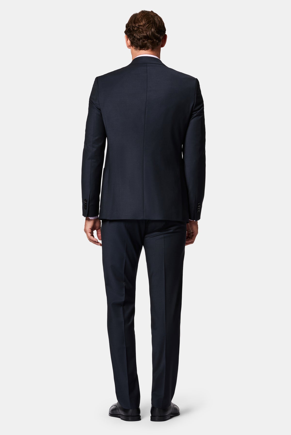 Koyu Lacivert 4 Drop Relaxed Fit Rahat Kesim Flex Suit Çantalı Yünlü Takım Elbise