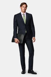 Koyu Lacivert 7 Drop Slim Fit Dar Kesim Flex Suit Çantalı Yünlü Takım Elbise