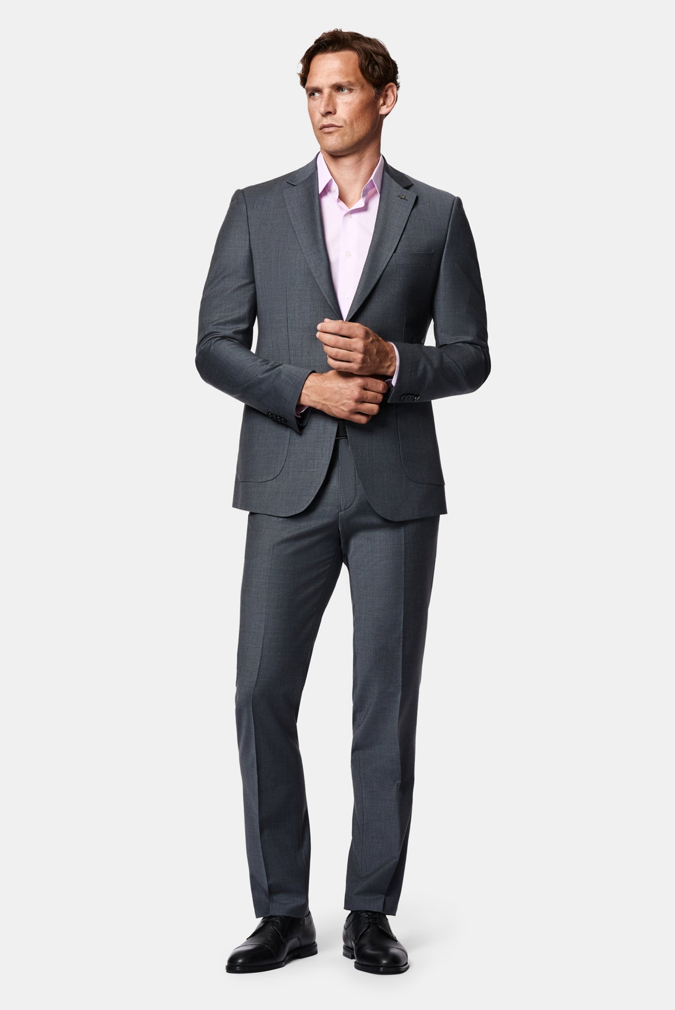 Koyu Antrasit 7 Drop Slim Fit Dar Kesim Flex Suit Çantalı Yünlü Takım Elbise