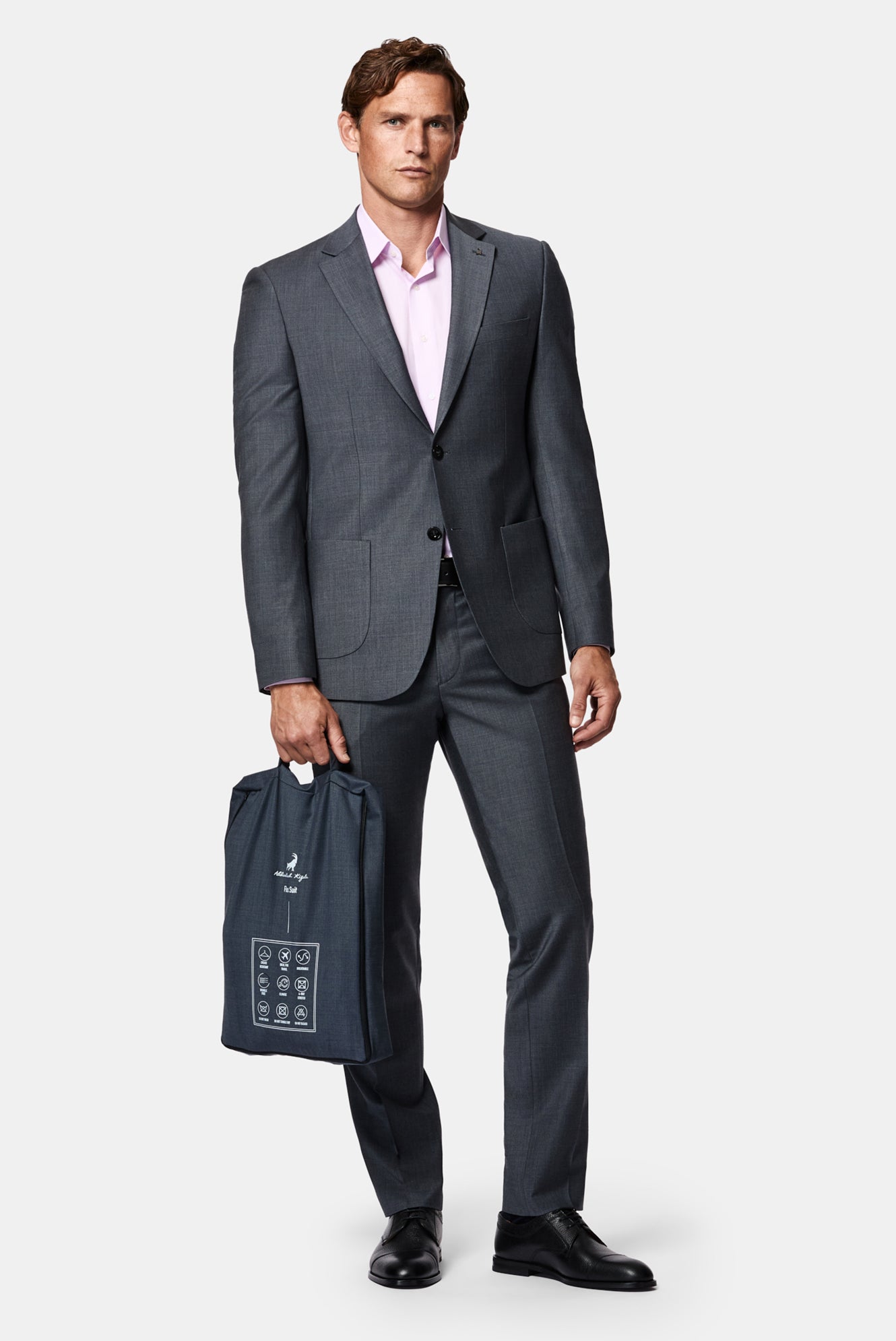 Koyu Antrasit 4 Drop Relaxed Fit Rahat Kesim Flex Suit Çantalı Yünlü Takım Elbise