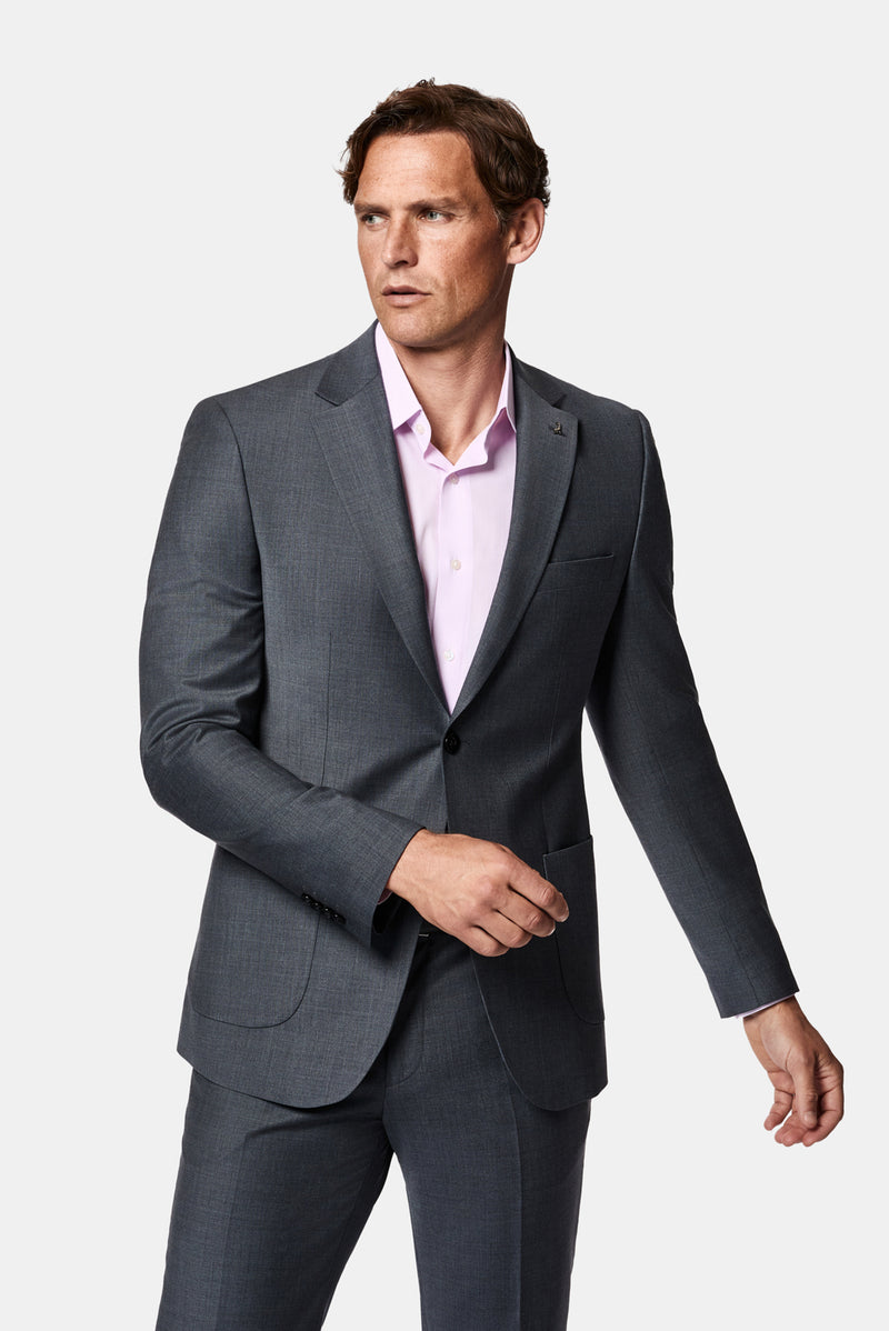Koyu Antrasit 7 Drop Slim Fit Dar Kesim Flex Suit Çantalı Yünlü Takım Elbise