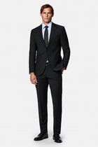 Siyah 7 Drop Slim Fit Dar Kesim Mono Yaka Yünlü Takım Elbise