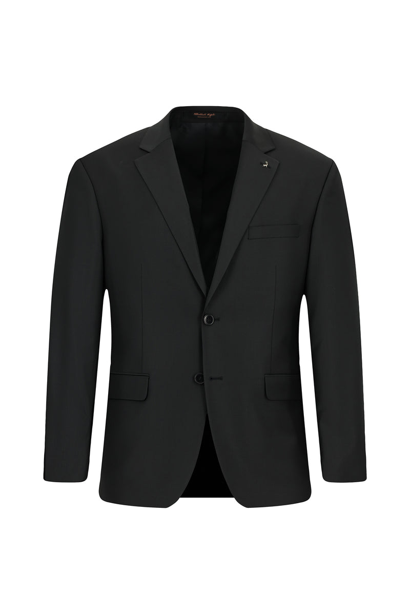 Siyah 7 Drop Slim Fit Dar Kesim Mono Yaka Yünlü Takım Elbise