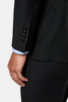 Siyah 4 Drop Relaxed Fit Rahat Kesim Mono Yaka Yünlü Takım Elbise