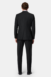 Siyah 7 Drop Super Slim Fit Eksra Dar Kesim Mono Yaka Yünlü Takım Elbise