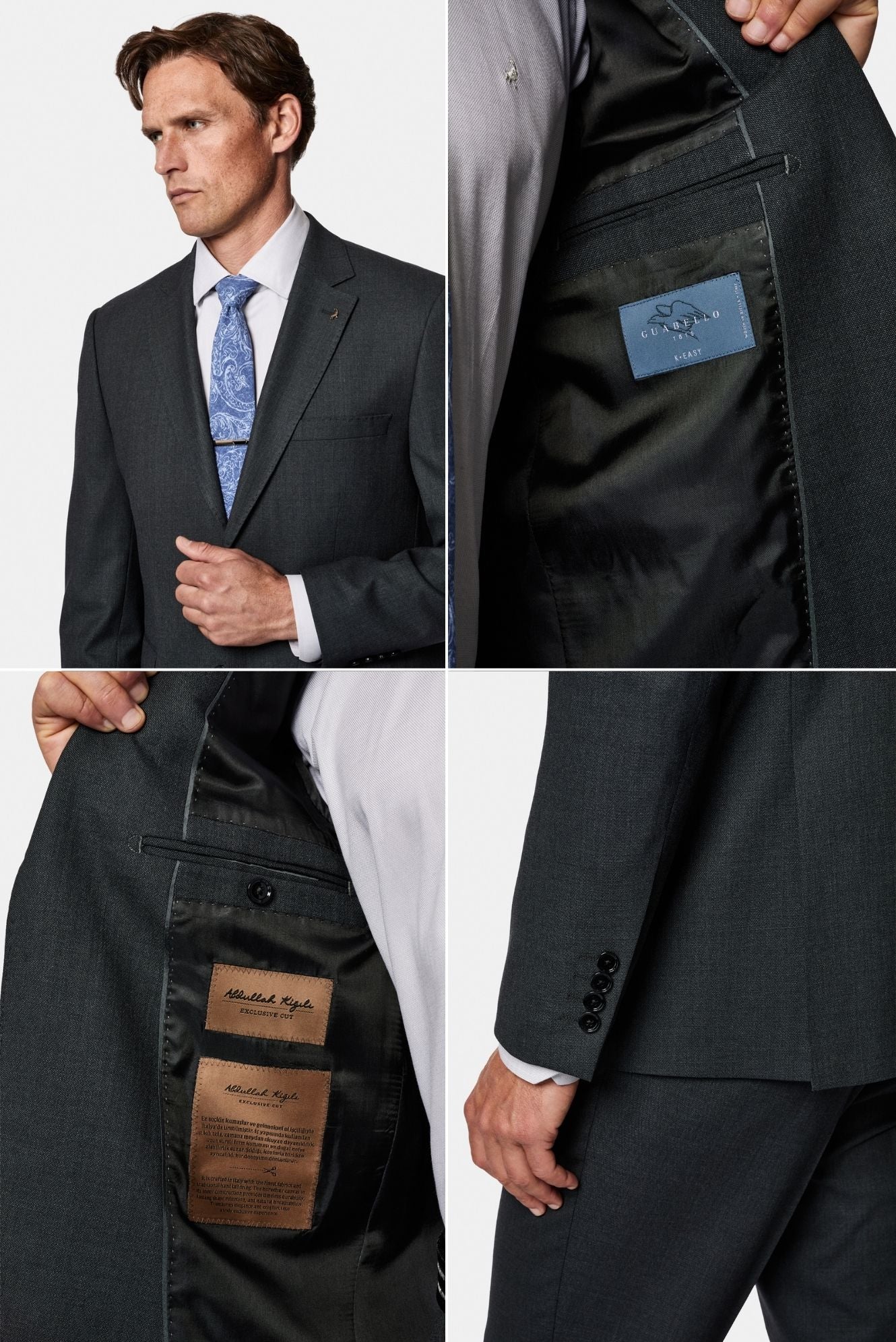 Orta Antrasit 4 Drop Relaxed Fit Rahat Kesim Yünlü İtalyan Takım Elbise