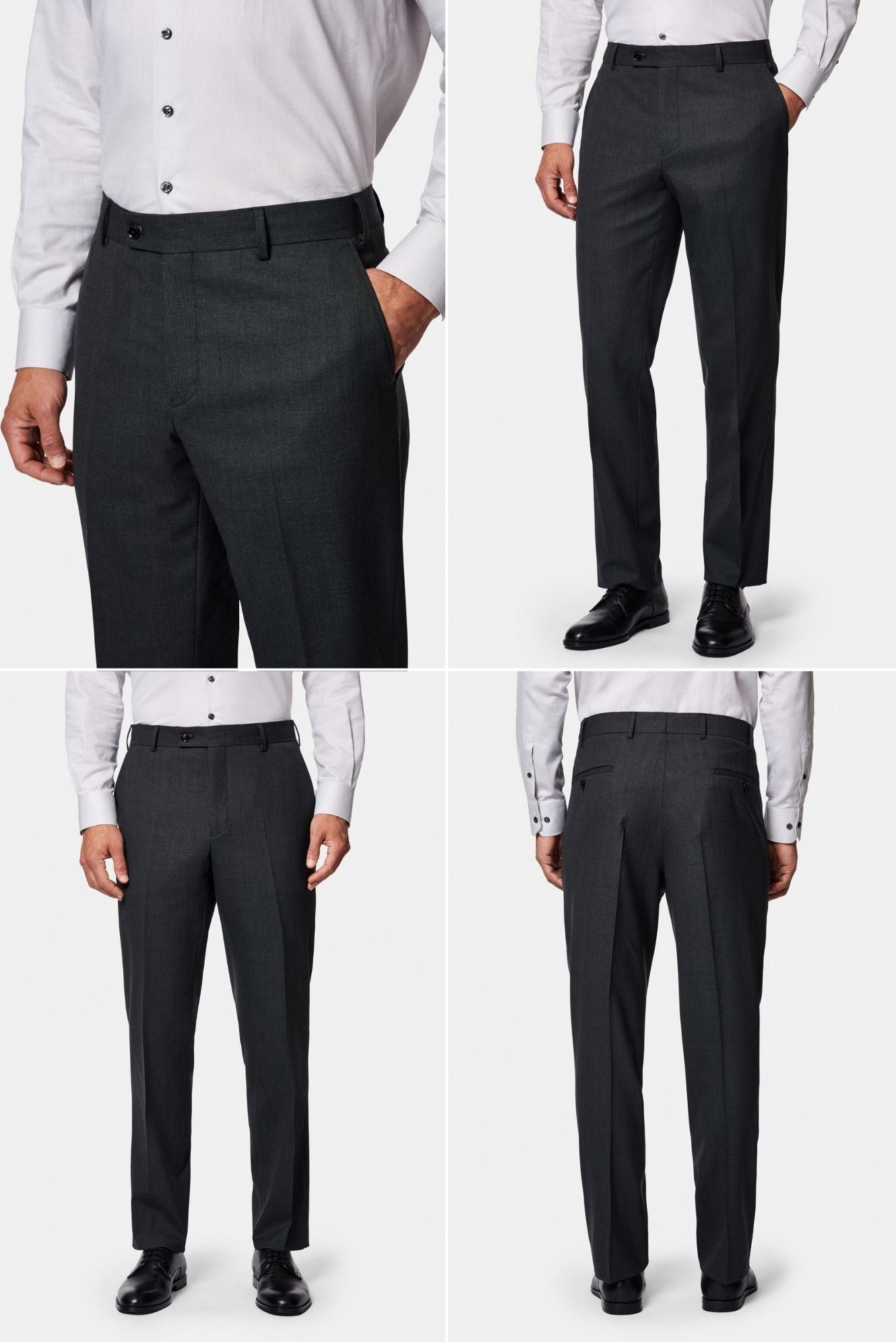 Orta Antrasit 4 Drop Relaxed Fit Rahat Kesim Yünlü İtalyan Takım Elbise