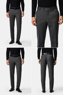 Koyu Füme 7 Drop Süper Slim Fit Sivri Yaka Desenli Yünlü Kruvaze Takım Elbise