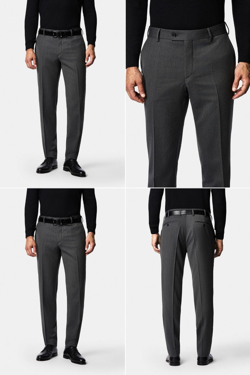Koyu Füme 7 Drop Süper Slim Fit Sivri Yaka Desenli Yünlü Kruvaze Takım Elbise