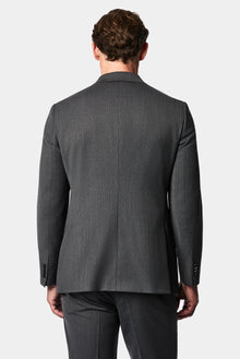Koyu Füme 7 Drop Süper Slim Fit Sivri Yaka Desenli Yünlü Kruvaze Takım Elbise