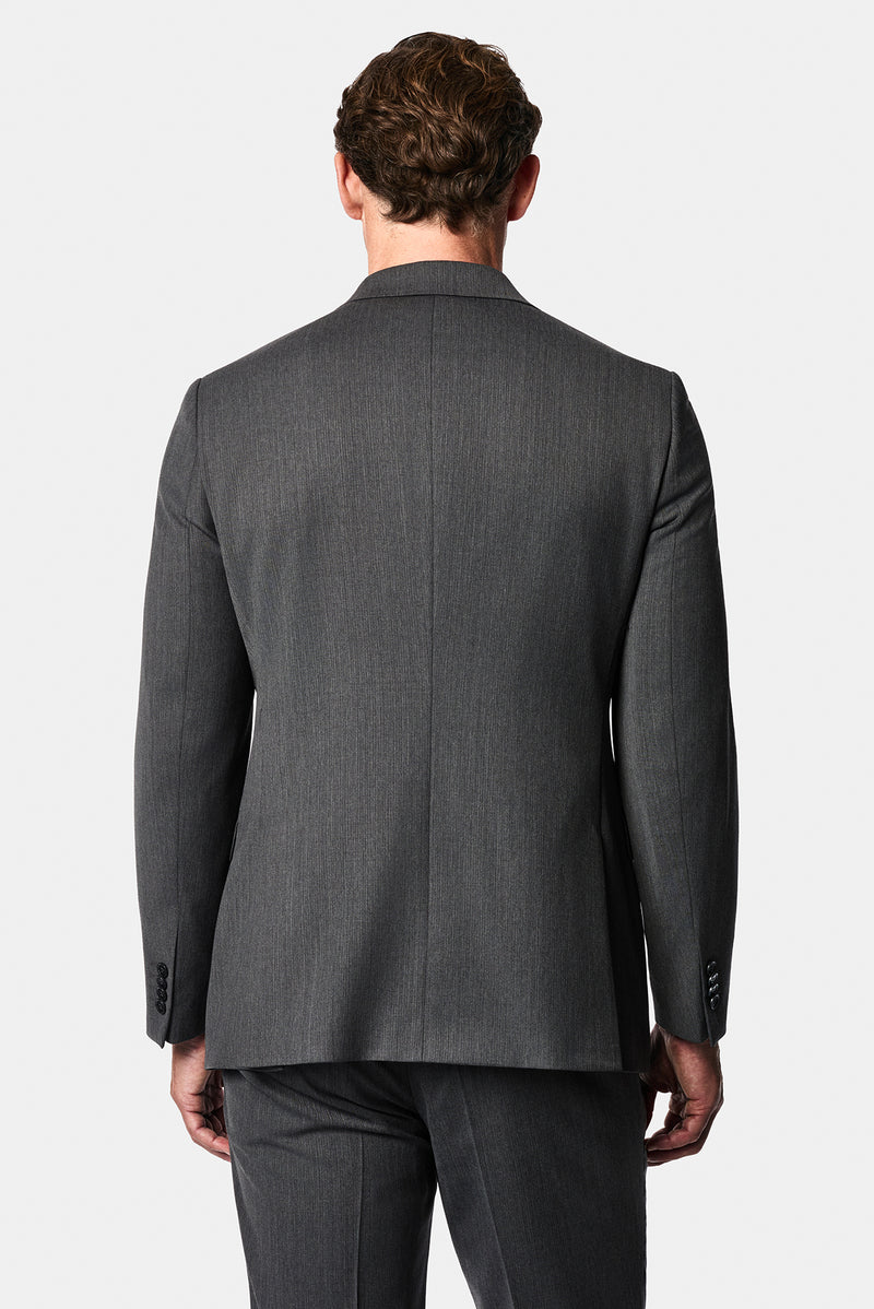 Koyu Füme 7 Drop Süper Slim Fit Sivri Yaka Desenli Yünlü Kruvaze Takım Elbise