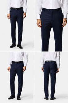 Koyu Lacivert 7 Drop Süper Slim Fit Sivri Yaka Desenli Yünlü Kruvaze Takım Elbise