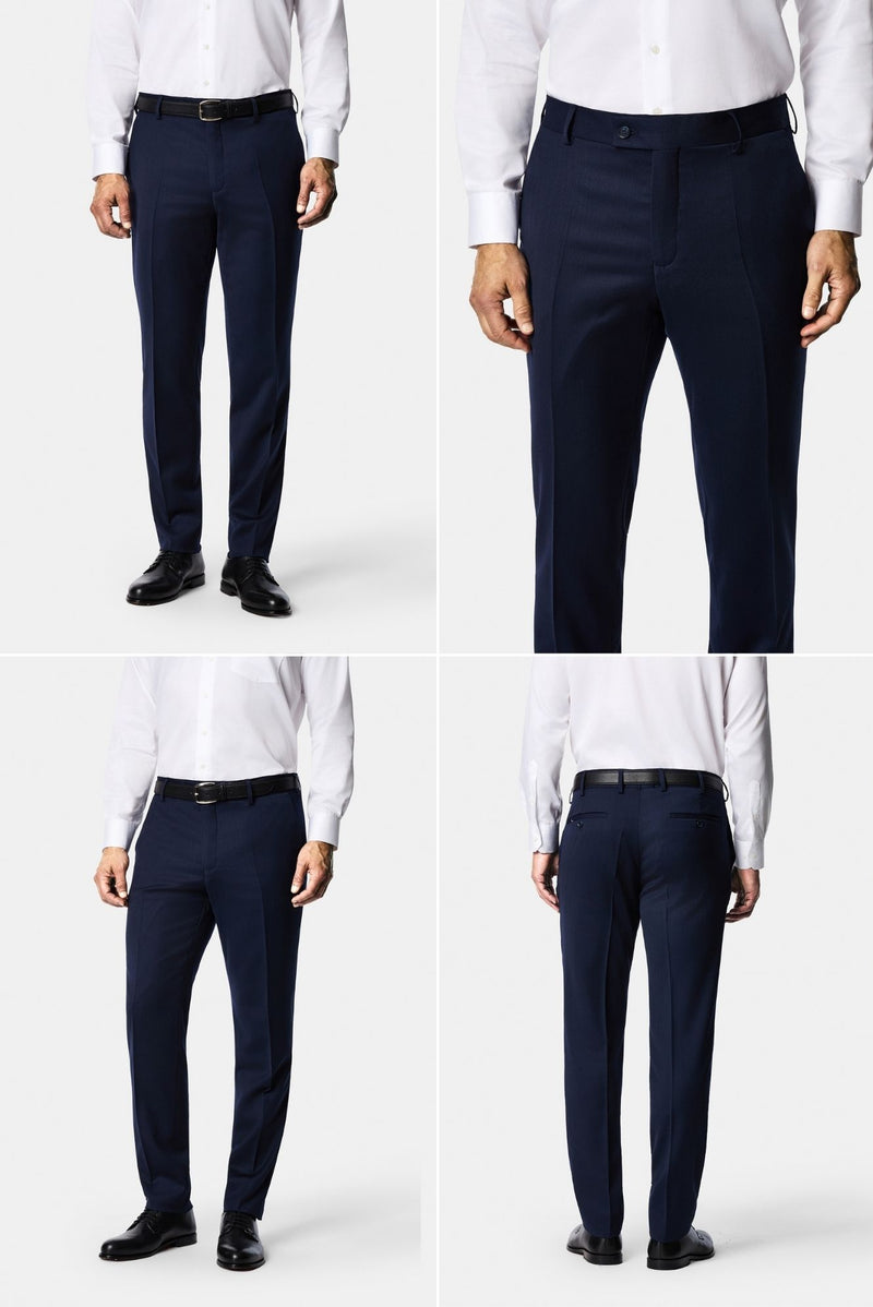 Koyu Lacivert 7 Drop Süper Slim Fit Sivri Yaka Desenli Yünlü Kruvaze Takım Elbise