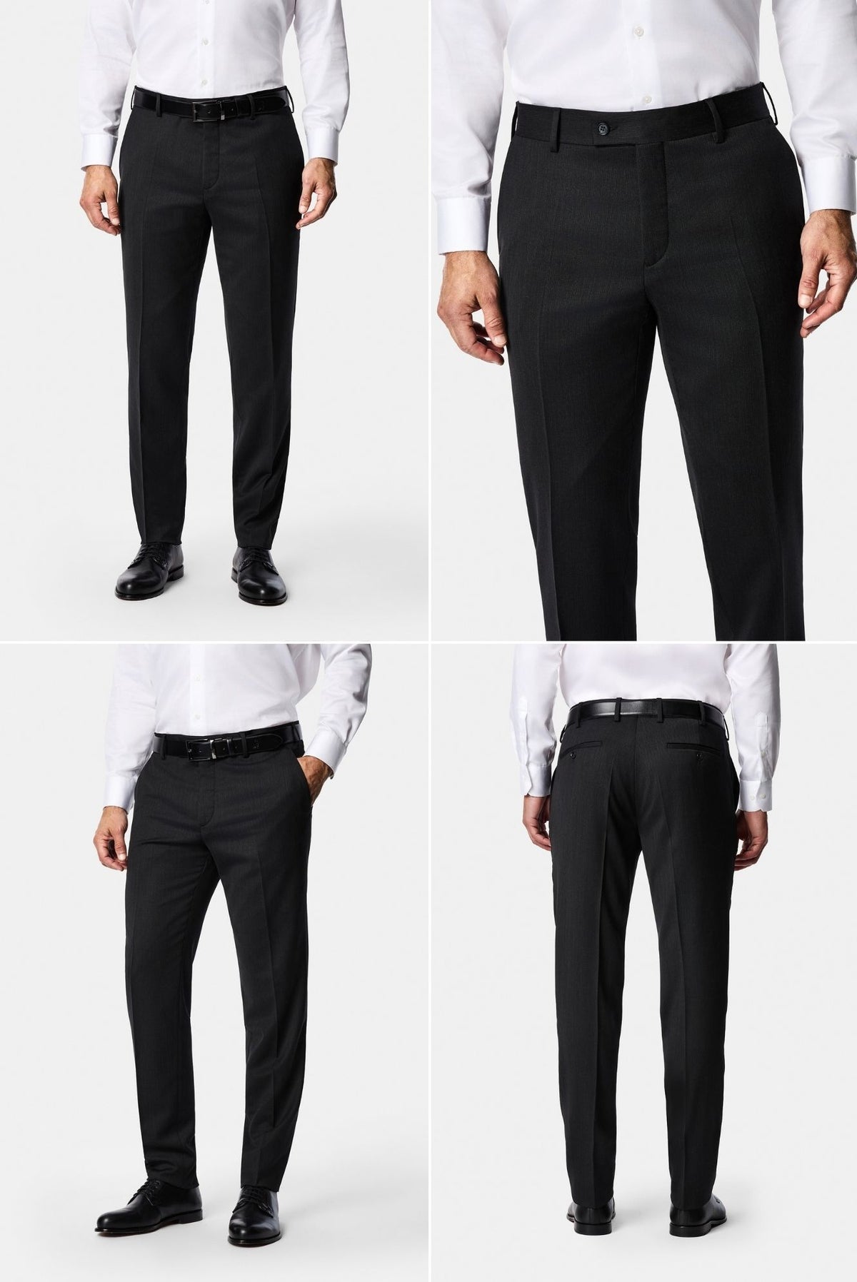 Koyu Antrasit 7 Drop Süper Slim Fit Sivri Yaka Desenli Yünlü Kruvaze Takım Elbise