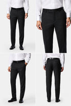 Koyu Antrasit 7 Drop Süper Slim Fit Sivri Yaka Desenli Yünlü Kruvaze Takım Elbise