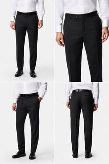 Koyu Antrasit 7 Drop Süper Slim Fit Sivri Yaka Desenli Yünlü Kruvaze Takım Elbise