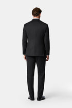Koyu Antrasit 7 Drop Süper Slim Fit Sivri Yaka Desenli Yünlü Kruvaze Takım Elbise