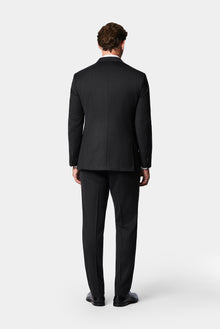 Koyu Antrasit 7 Drop Süper Slim Fit Sivri Yaka Desenli Yünlü Kruvaze Takım Elbise