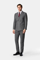 Açık Füme 7 Drop Slim Fit Sivri Yaka Yünlü Çizgili Kruvaze Takım Elbise