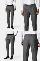 Açık Füme 7 Drop Slim Fit Sivri Yaka Yünlü Çizgili Kruvaze Takım Elbise