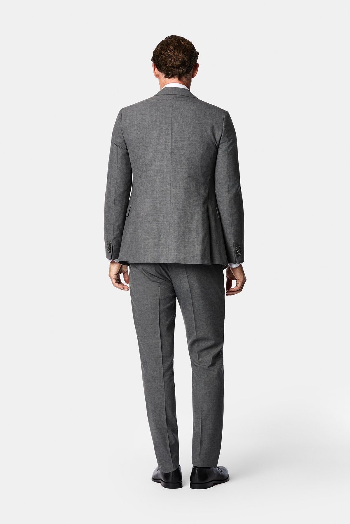Açık Füme 7 Drop Slim Fit Sivri Yaka Yünlü Çizgili Kruvaze Takım Elbise