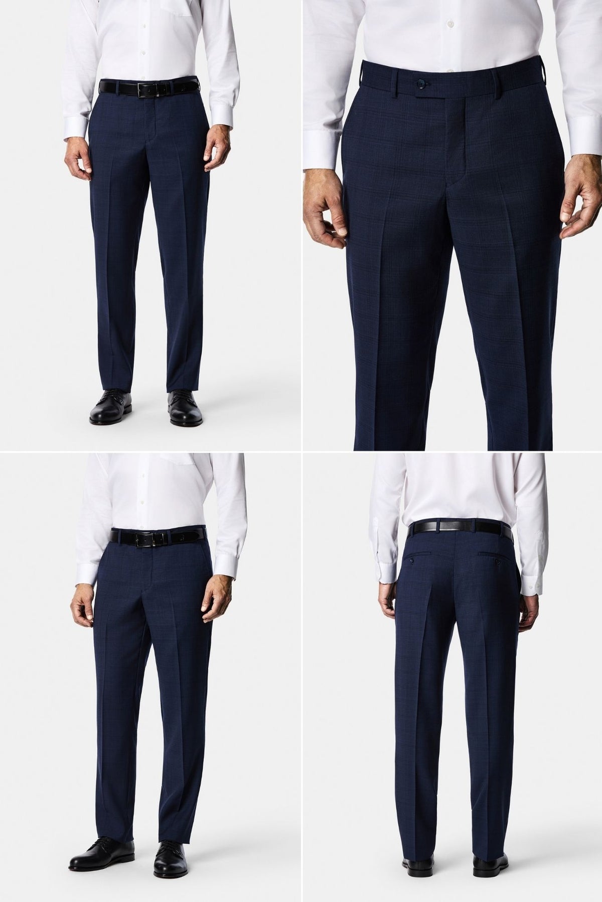 Koyu Lacivert 6 Drop Regular Fit Mono Yaka Ekose Yünlü Takım Elbise