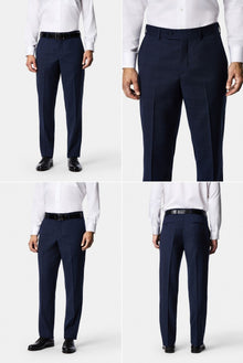 Koyu Lacivert 6 Drop Regular Fit Mono Yaka Ekose Yünlü Takım Elbise