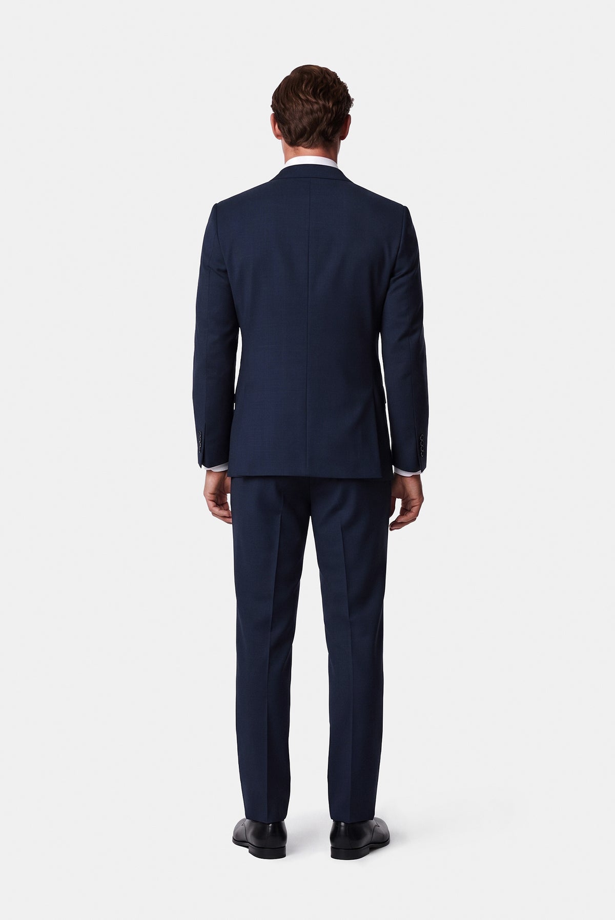 Koyu Lacivert 6 Drop Regular Fit Mono Yaka Ekose Yünlü Takım Elbise