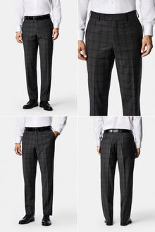 Koyu Füme 6 Drop Regular Fit Mono Yaka Yünlü Ekose Takım Elbise