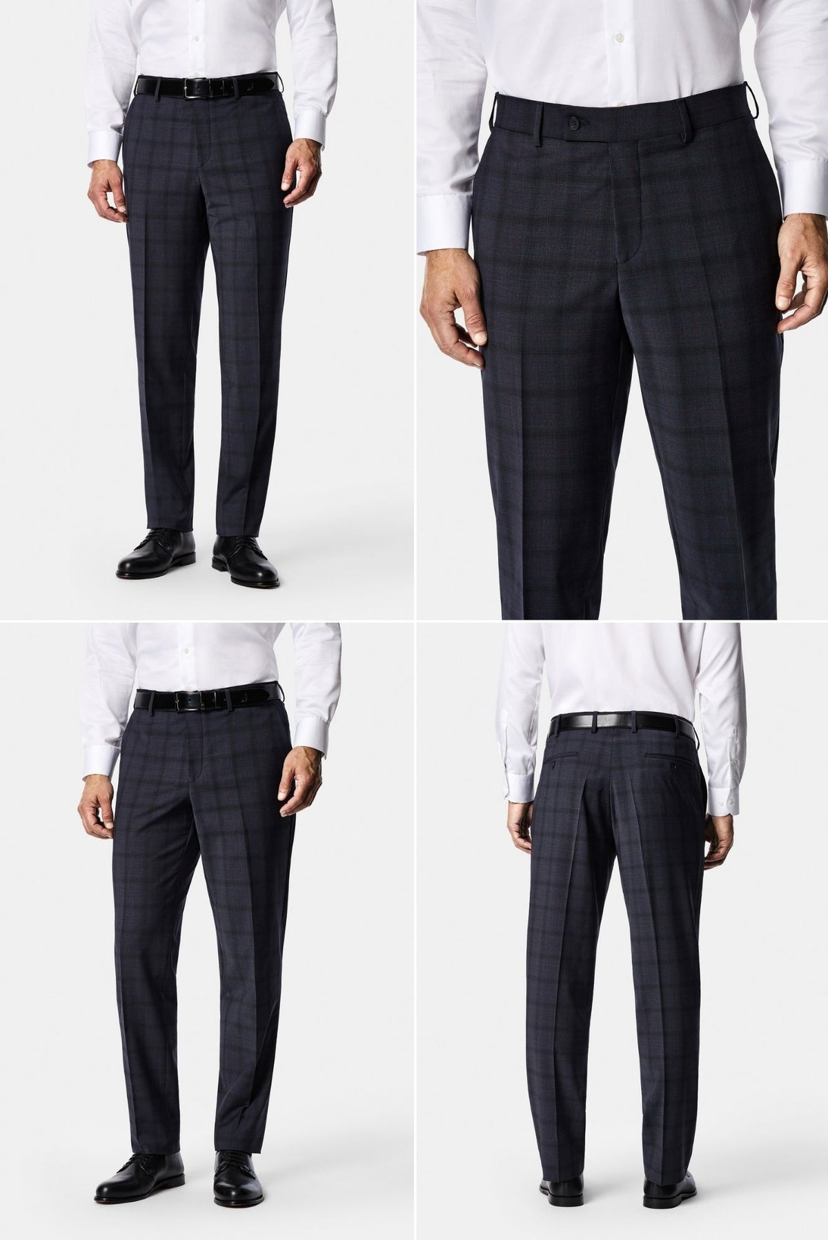 Koyu Lacivert 6 Drop Regular Fit Mono Yaka Yünlü Ekose Takım Elbise