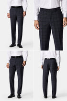 Koyu Lacivert 6 Drop Regular Fit Mono Yaka Yünlü Ekose Takım Elbise