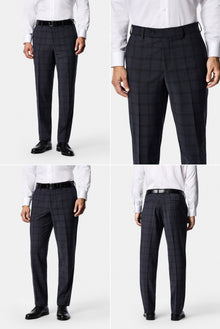 Koyu Lacivert 6 Drop Regular Fit Mono Yaka Yünlü Ekose Takım Elbise