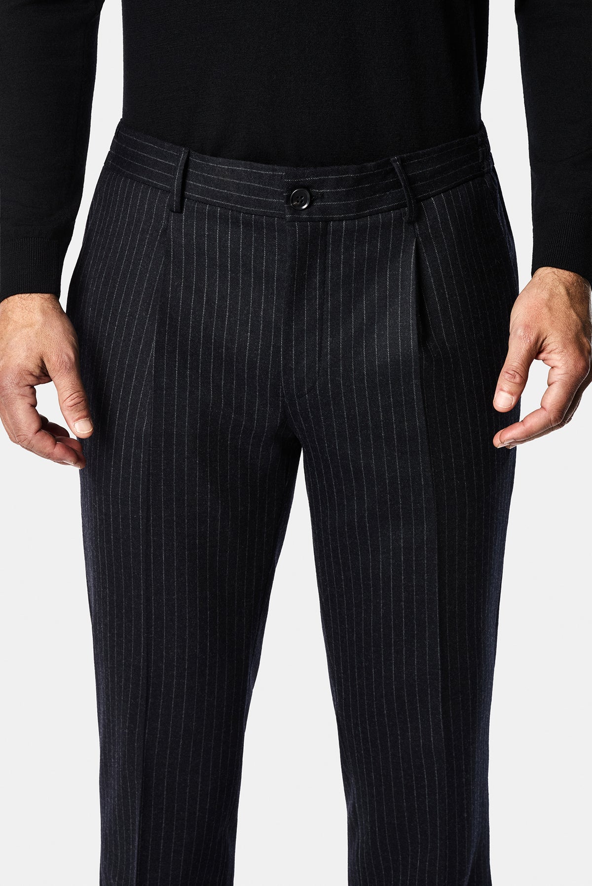 Siyah Lacivert 7 Drop Slim Fit Sivri Yaka Kruvaze Düz Yünlü Beli Lastikli Takım Elbise