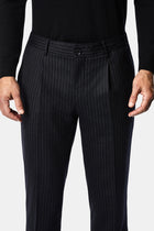 Siyah Lacivert 7 Drop Slim Fit Sivri Yaka Kruvaze Düz Yünlü Beli Lastikli Takım Elbise
