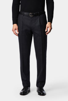 Siyah Lacivert 7 Drop Slim Fit Sivri Yaka Kruvaze Düz Yünlü Beli Lastikli Takım Elbise