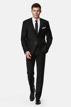Siyah 7 Drop Slim Fit Dar Kesim Yünlü Takım Elbise