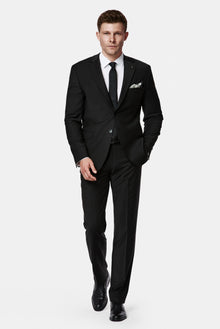 Siyah 7 Drop Slim Fit Dar Kesim Yünlü Takım Elbise