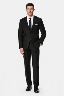Siyah 7 Drop Slim Fit Dar Kesim Yünlü Takım Elbise