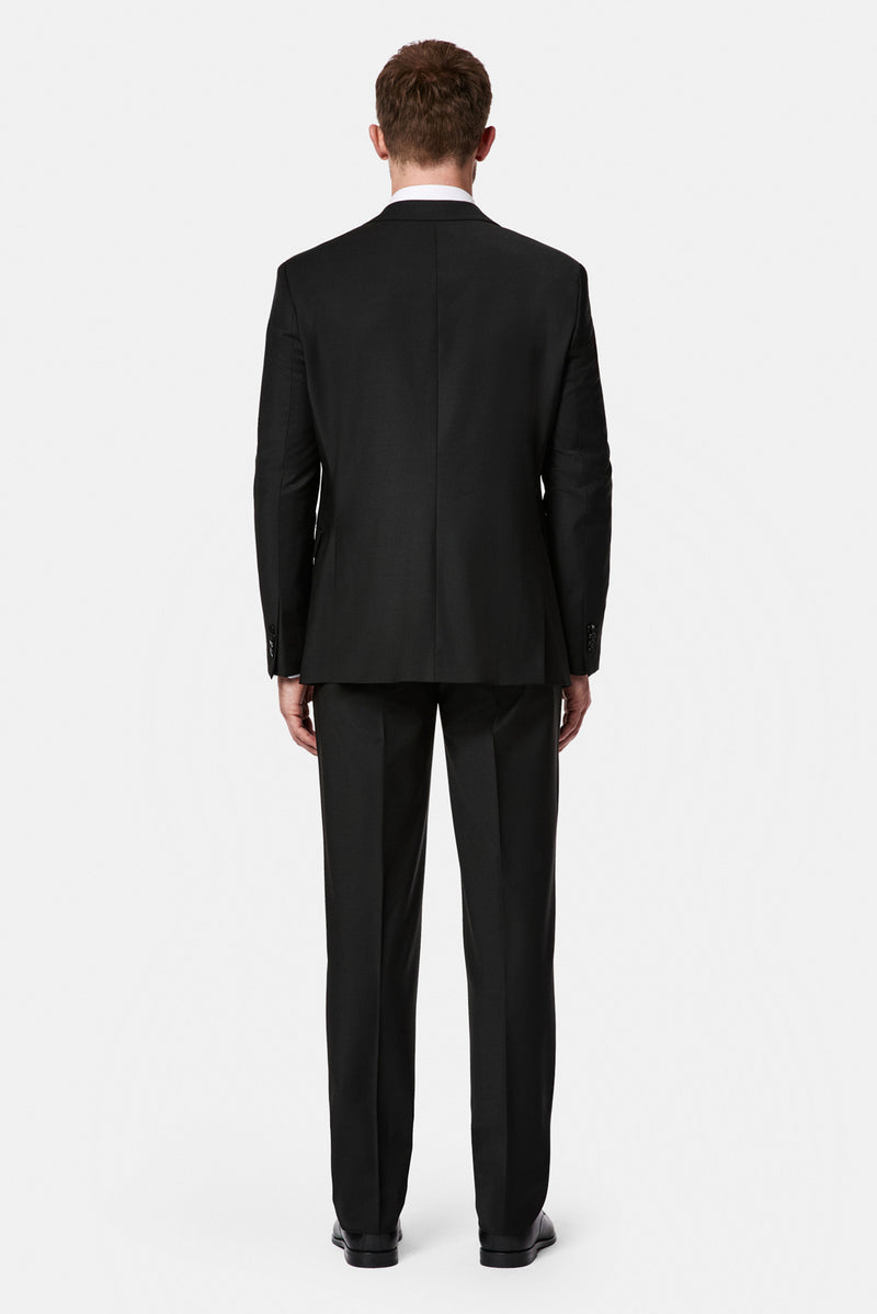 Siyah 7 Drop Slim Fit Dar Kesim Yünlü Takım Elbise