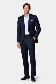 Koyu Lacivert 6 Drop Regular Fit Standart Kesim Mono Yaka Yünlü İpek İtalyan Takım Elbise