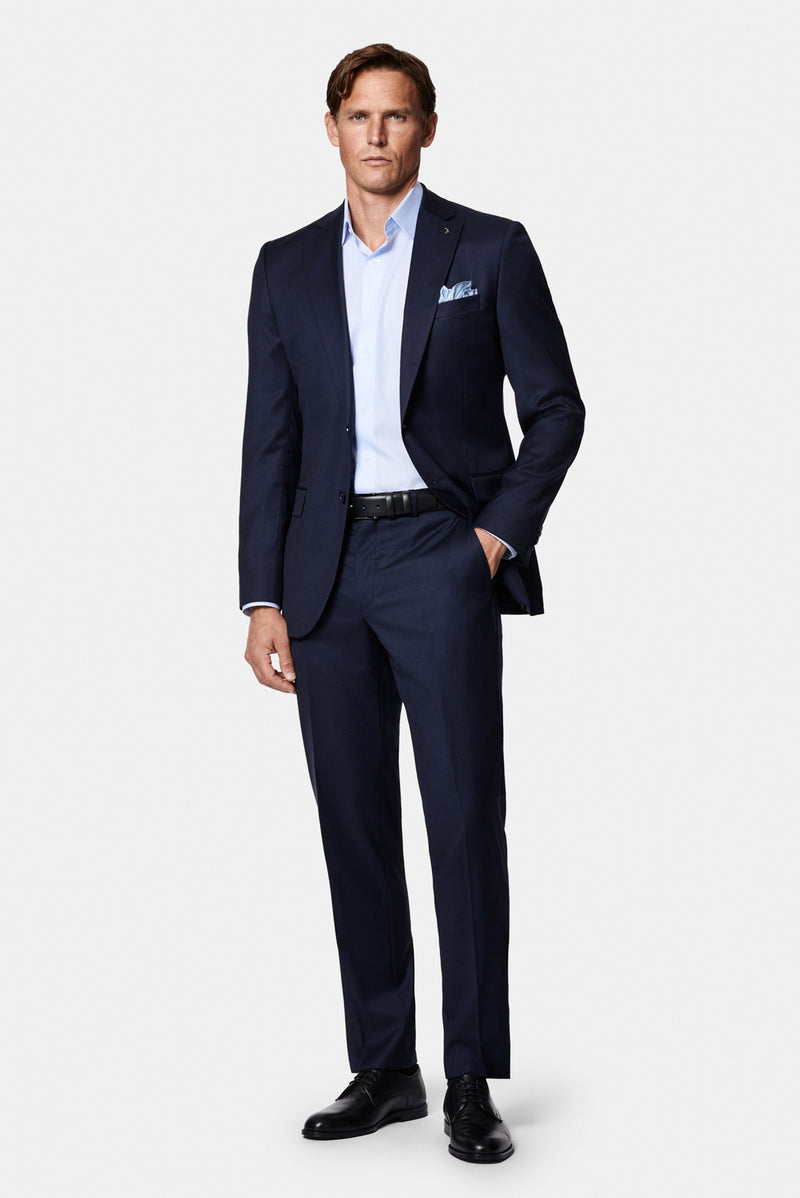 Koyu Lacivert 6 Drop Regular Fit Standart Kesim Mono Yaka Yünlü İpek İtalyan Takım Elbise