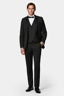 Siyah 6 Drop Regular Fit Standart Kesim Mono Yaka Yelekli Yünlü Smokin & Damatlık