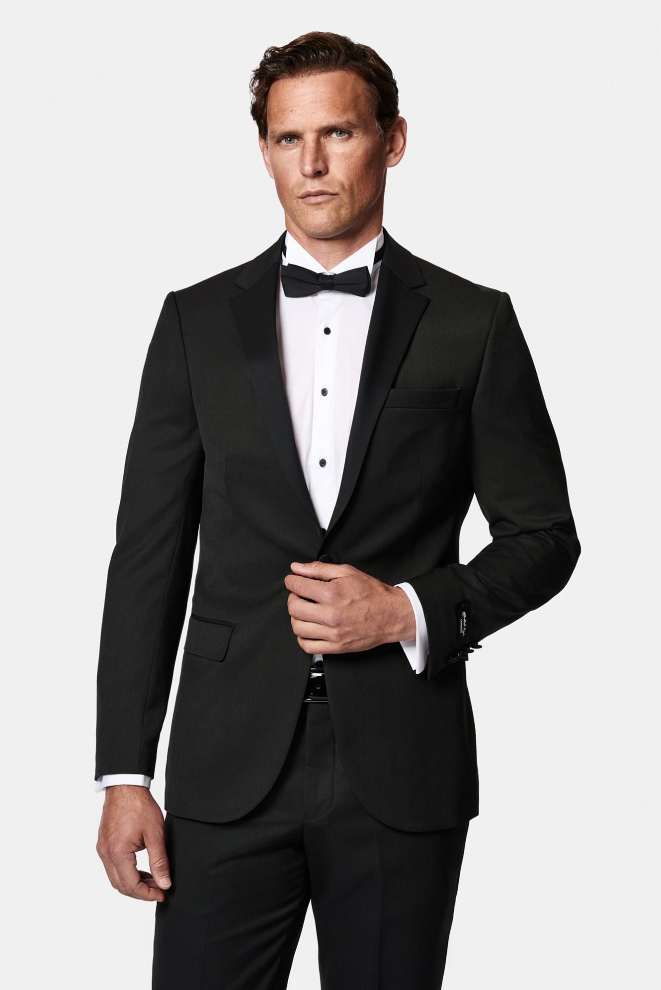Siyah 6 Drop Regular Fit Standart Kesim Mono Yaka Yelekli Yünlü Smokin & Damatlık