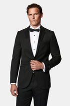Siyah 6 Drop Regular Fit Standart Kesim Mono Yaka Yelekli Yünlü Smokin & Damatlık