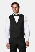 Siyah 6 Drop Regular Fit Standart Kesim Mono Yaka Yelekli Yünlü Smokin & Damatlık
